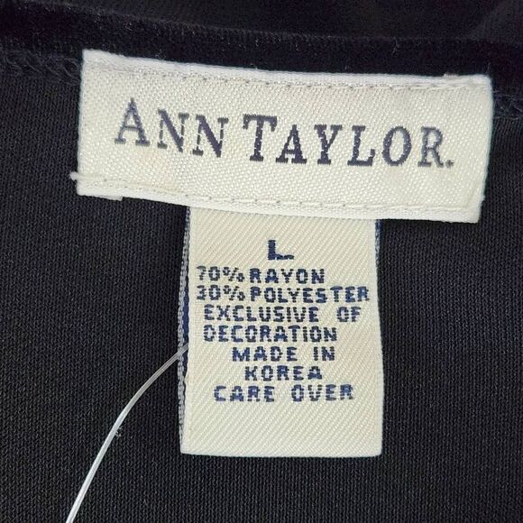 Ann Taylor Black Cardigan with Velvet Trim NWT Size Large Classic Black Cardigan - Picture 6 of 9